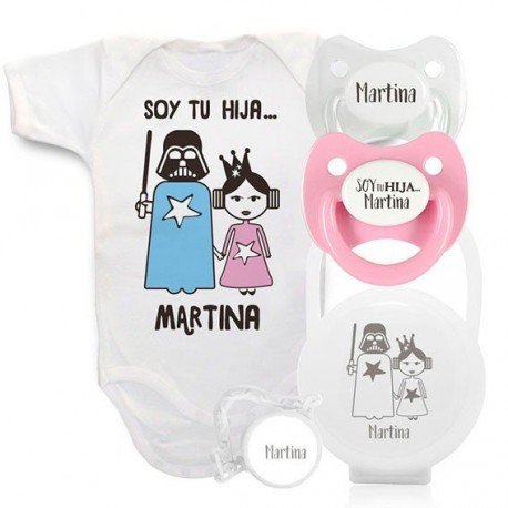 Pack De Regalo Con Body Para Bebe Nina Personalizado Con Star Wars