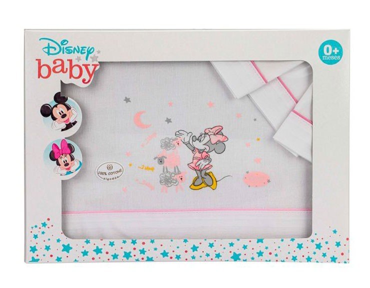 Sabanas Cuna Nina Disney Con Dibujos De Minnie En Rosa