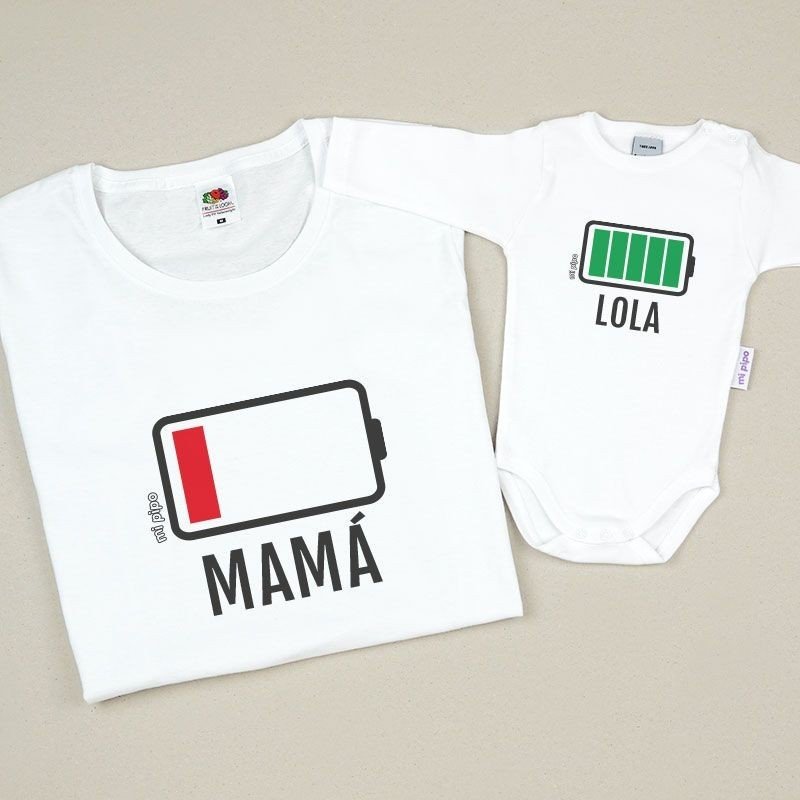bolsillo falda Glorioso Pack regalo mamá y bebé de camiseta mujer y body con dibujo gracioso.